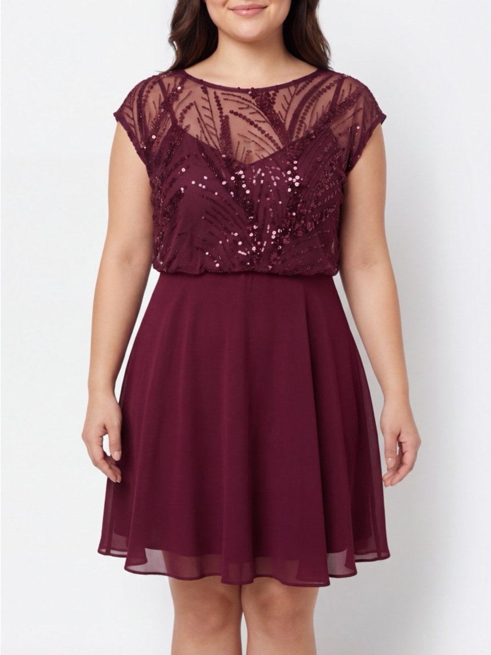 New Burgundy Sequin Dress Size L